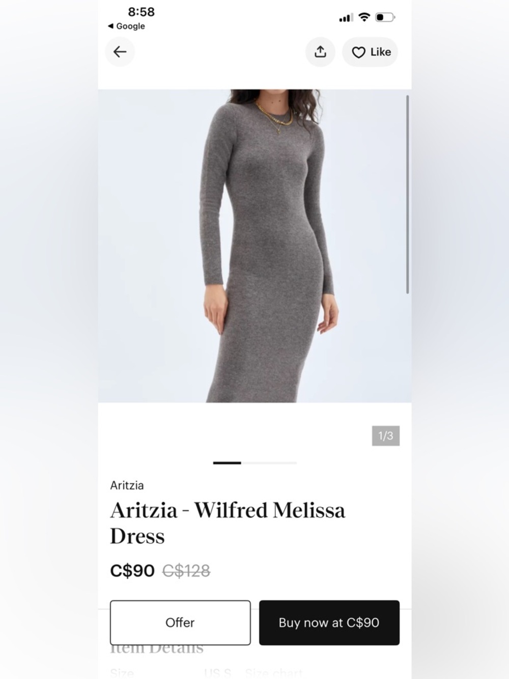 Wilfred Free dress, an Aritzia brand Size Medium (Melissa)